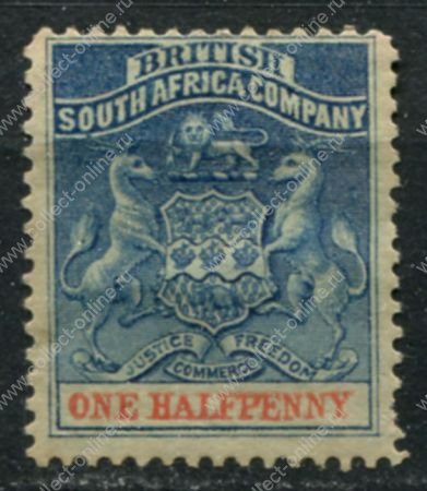 Родезия 1892-1894 гг. • Gb# 18 • ½ d. • герб колонии • стандарт • MH OG F-VF ( кат.- £ 5 )