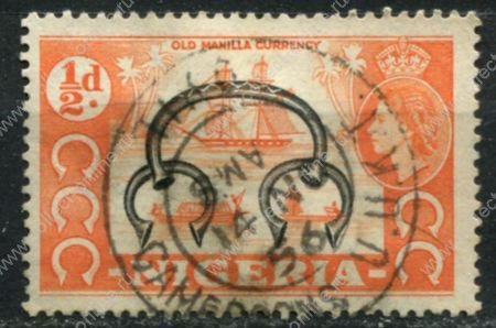 Британский Камерун 1956 г. • ½ d. • гашение "Cameroons U.U.K.T." на марке Нигерии • Used VF