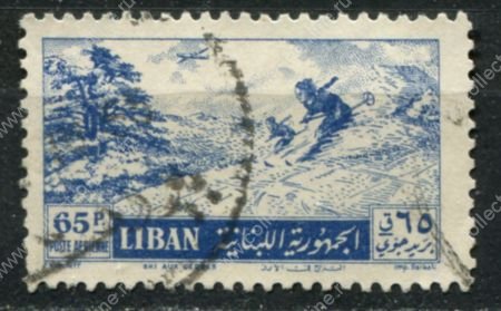 Ливан 1955 г. • SC# C206 • 65 p. • горнолыжники • концовка серии • авиапочта • Used VF ( кат.- $ 2,5 )