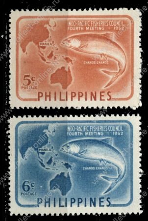 Филиппины 1952 г. • SC# 578-9 • 5 и 6 c. • Международный конгресс по рыболовству • полн. серия • MH OG VF