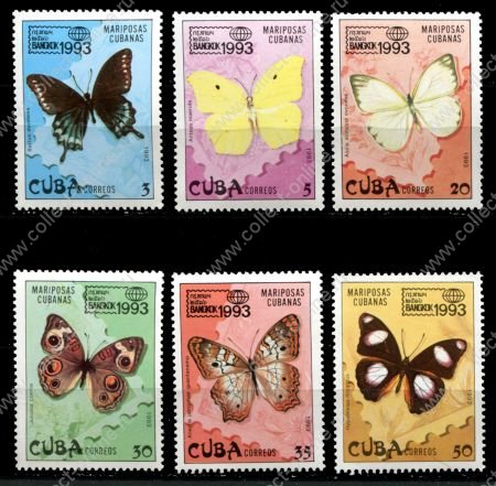 Куба 1993 г. • SC# 3521-6 • 3 - 50 c. • Филателистическая выставка, Бангкок • бабочки • полн. серия • MNH OG XF ( кат.- $ 5 )