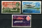 Родезия и Ньясаленд 1962 г. • Gb# 40-2 • 6 d. - 2s.6d. • 30-летие авиа-сообщения Лондон-Родезия • полн. серия • Used VF ( кат.- £ 8 )