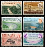 Родезия и Ньясаленд 1960 г. • Gb# 32-7 • 3 d. - 5 sh. • Открытие каскада гидроэлектростанций Кариба • полн. серия • MNH OG VF ( кат.- £ 22 )