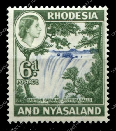 Родезия и Ньясаленд 1959-1962 гг. • Gb# 24 • 6 d. • Елизавета II основной выпуск • водопад "Виктория" • MH OG VF ( кат.- £ 3- )