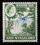 Родезия и Ньясаленд 1959-1962 гг. • Gb# 24 • 6 d. • Елизавета II основной выпуск • водопад "Виктория" • MH OG VF ( кат.- £ 3- )