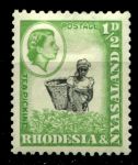Родезия и Ньясаленд 1959-1962 гг. • Gb# 18 • ½ d. • Елизавета II основной выпуск • сбор чая • MH OG VF
