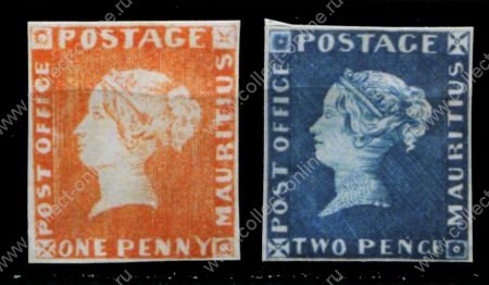 Маврикий 1847 г. • Gb# 1-2 • 1 и 2 d. • "оранжевый и голубой Маврикии" • редкость! • копии