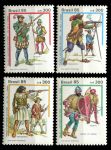 Бразилия 1985 г. • SC# 2017-20 • 300 cr.(4) • Военная униформа • солдаты XVI-XVII веков • полн. серия • MNH OG XF