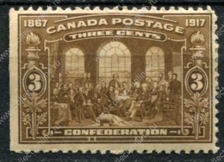 Канада 1917 г. • SC# 135 • 3 c. • 50-летие образования Конфедерации • "отцы-основатели" • MLH OG VF ( кат.- $ 50 )