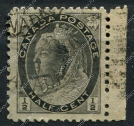 Канада 1898-1902 гг. • SC# 74 • ½ c. • Королева Виктория • номинал цифры • Used XF ( кат.- $ 3 )