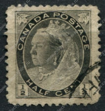 Канада 1898-1902 гг. • SC# 74 • ½ c. • Королева Виктория • номинал цифры • Used XF ( кат.- $ 3 )