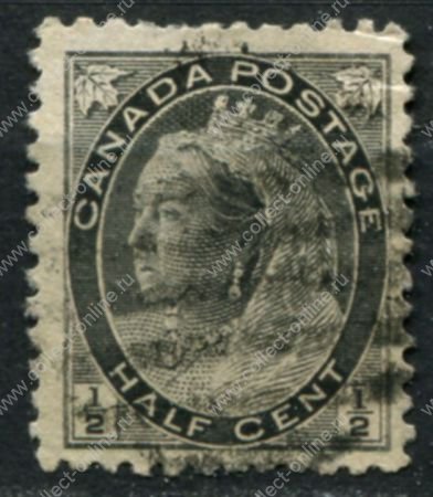 Канада 1898-1902 гг. • SC# 74 • ½ c. • Королева Виктория • номинал цифры • Used VF ( кат.- $ 3 )