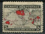 Канада 1898 г. • SC# 85 • 2 c. • Единая пенни-почта • карта Британской Империи • Used XF ( кат.- $ 9 )