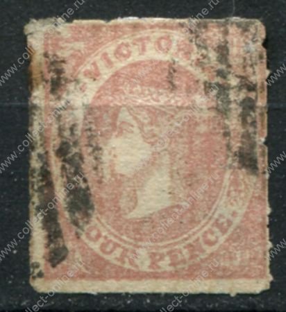 Австралия • Виктория 1858 г. • Gb# 71 • 4 d. • Королева Виктория • верт. верже • Used VF+