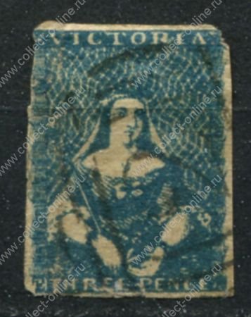 Австралия • Виктория 1850-1853 гг. • Gb# 7 • 3 d. • Королева Виктория • Used F-  ( кат. - £225 )