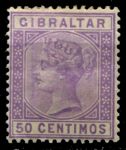 Гибралтар 1889-1895 г. • Gb# 28 • 50 c. • королева Виктория • стандарт • MH OG VF ( кат. - £4 )