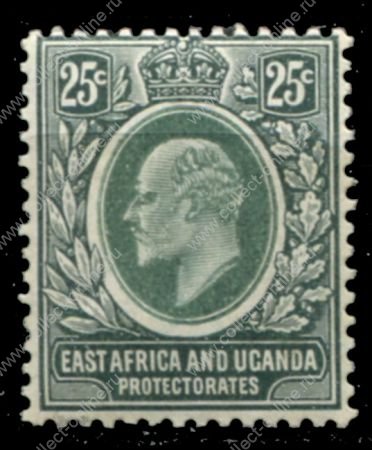 Восточная Африка и Уганда 1907-1908 гг. • GB# 40 • 25 c. • Эдуард VII • серо-зеленая • стандарт • MH OG VF ( кат. - £30 )