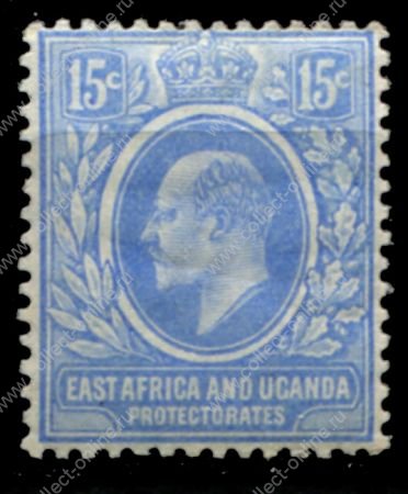 Восточная Африка и Уганда 1907-1908 гг. • GB# 39 • 15 c. • Эдуард VII • серо-зеленая • стандарт • MH OG VF ( кат. - £32 )