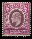 Восточная Африка и Уганда 1907-1908 гг. • GB# 38 • 12 c. • Эдуард VII • серо-зеленая • стандарт • MH OG F ( кат. - £15 )