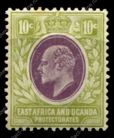 Восточная Африка и Уганда 1907-1908 гг. • GB# 37 • 10 c. • Эдуард VII • серо-зеленая • стандарт • MH OG VF ( кат. - £13 )