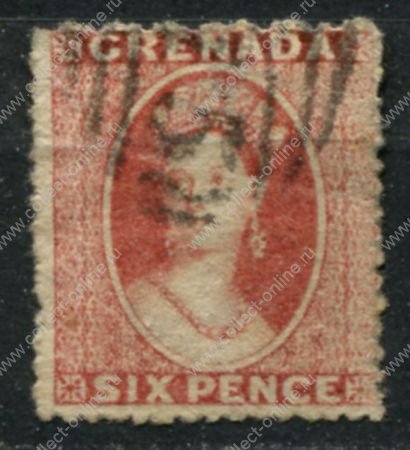 Гренада 1861-1862 гг. • Gb# 3 • 6 d. • Королева Виктория • стандарт • Used VF ( кат.- £90 )