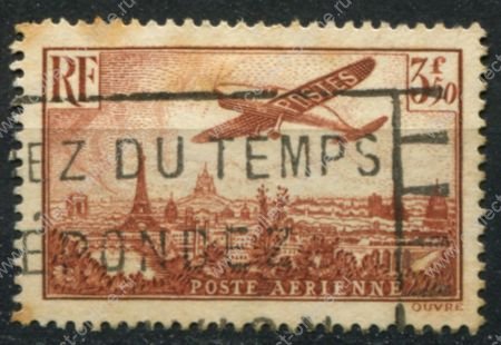 Франция 1936 г. • Mi# 310 • 3.50 fr. • самолёт над Парижем • авиапочта • Used F-VF ( кат. - €20 )