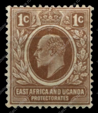 Восточная Африка и Уганда • 1907-1908 гг. • GB# 34 • 1 c. • Эдуард VII • стандарт • MH OG VF ( кат. - £3 )