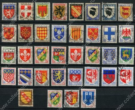Франция 1946-1966 гг. • гербы французских регионов и городов • 36 разных марок • стандарт • Used VF