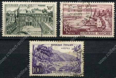 Франция 1959 г. • Mi# 1232-4 • 30 - 100 fr. • Виды и достопримечательности Франции • полн. серия • Used VF