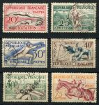 Франция 1953 г. • Mi# 978-83(Sc# 700-5) • 20 - 75 fr. • Виды спорта • полн. серия • Used VF* ( кат. - €15 )