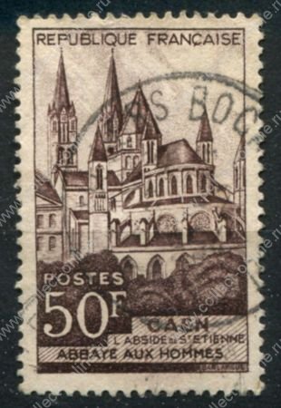 Франция 1951 г. • Mi# 936 • 50 fr. • Архитектура Франции • Кафедральный собор Каена • Used VF