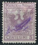 Италия • конец XIX века • 5 c. • орел • фискальный выпуск • Used F-VF