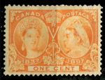 Канада 1897 г. • Sc# 51 • 1 c. • Королева Виктория • 60-летний юбилей правления • MH OG VF ( кат.- $30 )