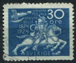 Швеция 1924 г. • Sc# 218 • 30 o. • Всемирный Почтовый Союз • Used VF ( кат. - $32.50 )