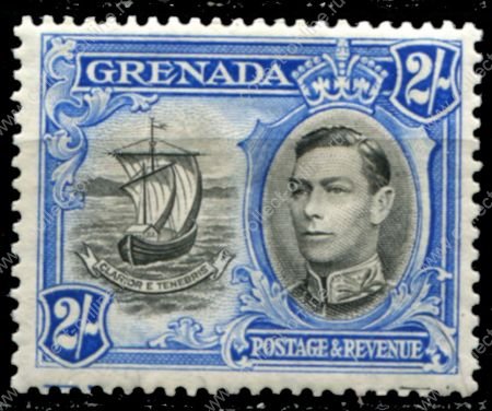 Гренада 1938-1950 гг. • Gb# 161a • 2 sh. • Георг V • осн. выпуск • парусный бот • MH OG VF ( кат. - £42 )