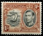 Гренада 1938-1950 гг. • Gb# 160 • 1 sh. • Георг V • осн. выпуск • парусный бот • MH OG VF ( кат. - £5.5 )