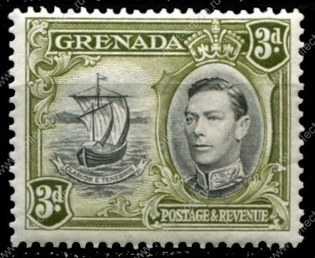 Гренада 1938-1950 гг. • Gb# 158a • 3 d. • Георг V • осн. выпуск • парусный бот • MH OG VF ( кат. - £16 )