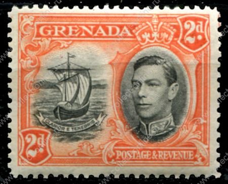 Гренада 1938-1950 гг. • Gb# 156 • 2 d. • Георг V • осн. выпуск • парусный бот • MNH OG VF