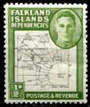 Фолклендские о-ва • Зависимые территории 1946-1949 гг. • Gb# G9 • ½ d. • карта островов (тонкие линии) • MH OG VF (кат. - £2.25)