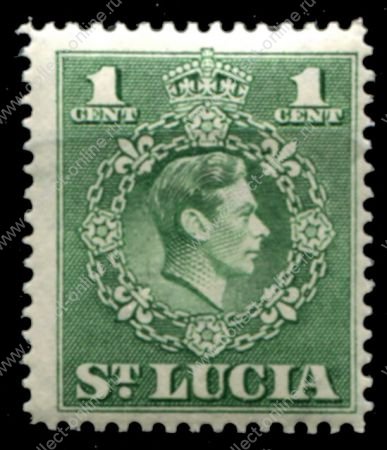 Сент-Люсия 1949-1950 гг. • Gb# 146a • 1 c. • Георг VI • перф: 14½ • стандарт • MNH OG VF ( кат. - £3.75 )