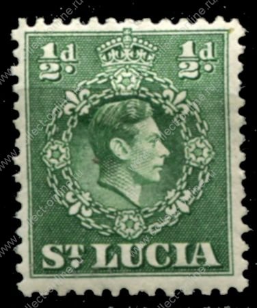 Сент-Люсия 1938-1948 гг. • Gb# 128a • ½ d. • Георг VI • перф: 12½ • стандарт • MNH OG VF