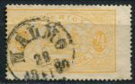 Швеция 1874 г. • Mi# D8 • 24 o. • 1-й выпуск (перф: 14) • официальная почта • гаш. - Мальмё(1880) • Used VF ( кат.- € 18 )