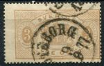 Швеция 1874 г. • Mi# D1 • 3 o. • 1-й выпуск (перф: 14) • официальная почта • гаш. - Гётеборг(1877) • Used VF ( кат.- € 35 )