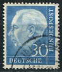 Германия • ФРГ 1954-1961 гг. • Mi# 187 • 30 pf. • Президент Теодор Хойс • стандарт • Used F-VF ( кат.- € 6 )