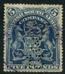Родезия 1898-1908 гг. • Gb# 92 • £5 • герб колонии • стандарт • Used* VF ( кат.- £ 2500!** ) ®