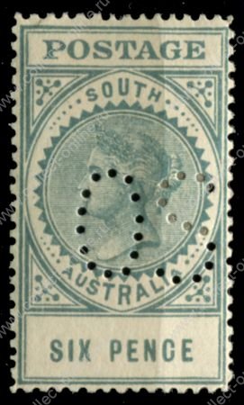 Южная Австралия 1906-1912 гг. • GB# 300os • 6 d. • перфорация "OS" • перф. 12 • официальная почта • MH OG VF ( кат. - £17+ )