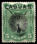 Лабуан 1894-1896 гг. • Gb# 65 • 5 c. • надпечатка на осн. выпуске Сев. Борнео • павлин • MH OG VF+* ( кат. - £35+ )