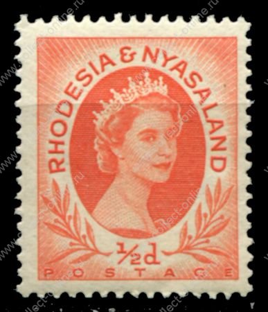 Родезия и Ньясаленд 1954-1956 гг. • Gb# 1 • ½ d. • Елизавета II • стандарт • MNH OG XF