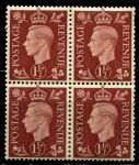 Великобритания 1937-1947 гг. • Gb# 464 • 1½ d. • Георг VI • стандарт • кв.блок • MNH OG XF