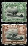 Кения, Уганда и Танганьика 1952 г. • Gb# 163-4 • 10 c. и 1 sh. • Королевский визит • озеро Найваша • полн. серия • MNH OG XF